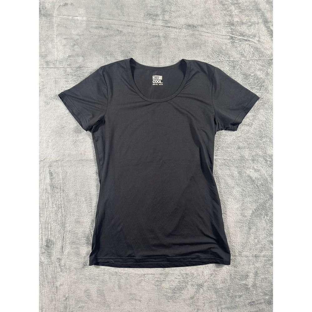 32 Degrees Cool Womens Medium Black Short Sleeve Scoop Neck Active T-Shirt